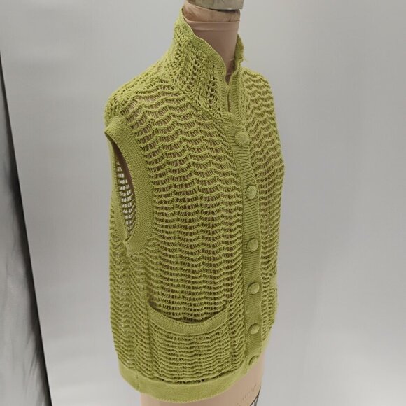 ZARA TEXTURED KNIT VEST LIMITED EDITION LIGHT GREEN crotchet knit fall cotton - Picture 5 of 15